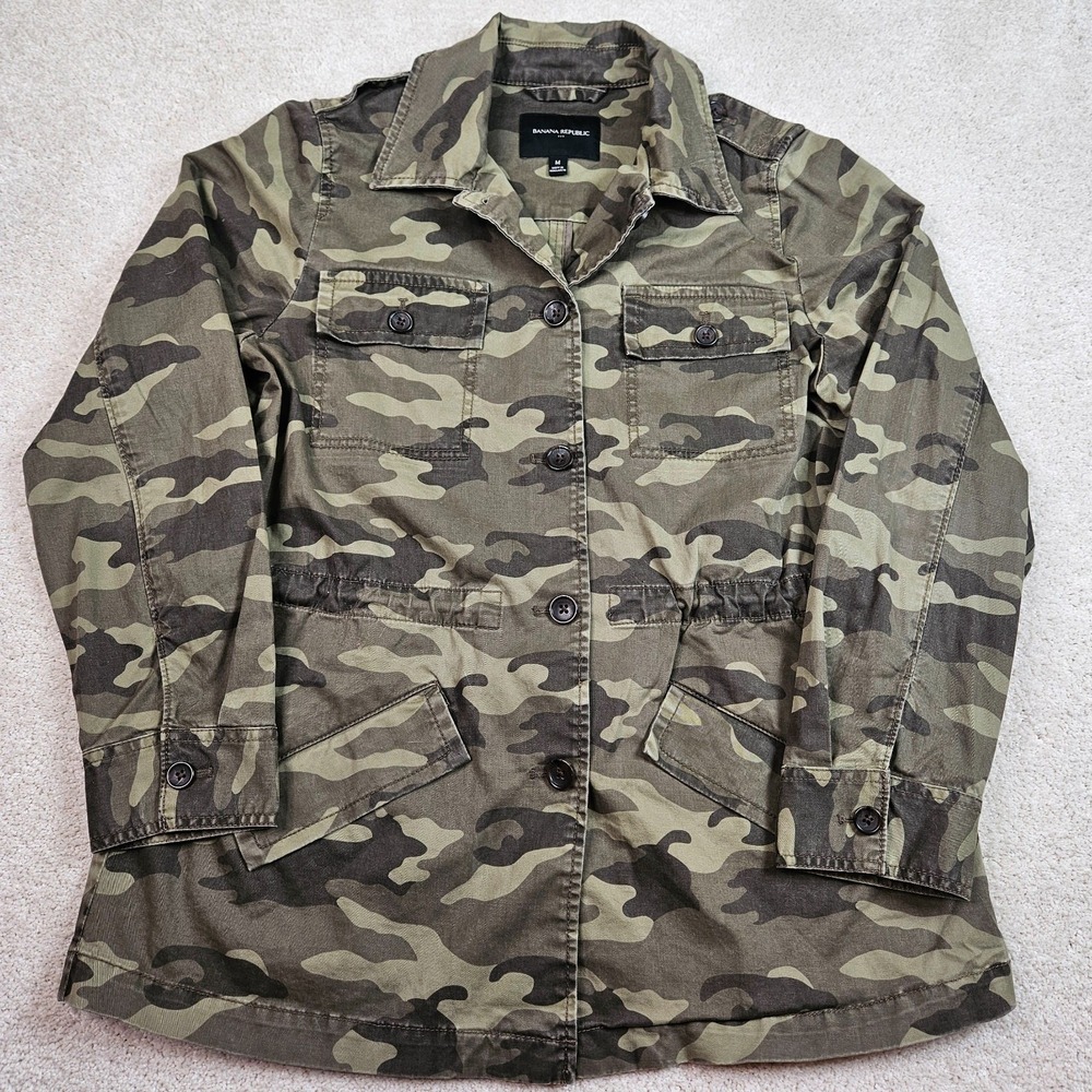 Banana Republic Womens M Camo Utility Jacket Military Streetwear Drawstring Gorp